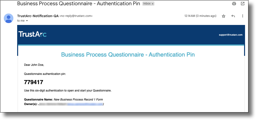 PIN entry screen prompting the user to enter the code sent to their email
