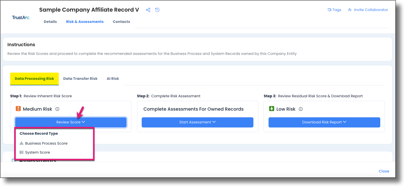 Step 1: Review Inherent Risk Score column