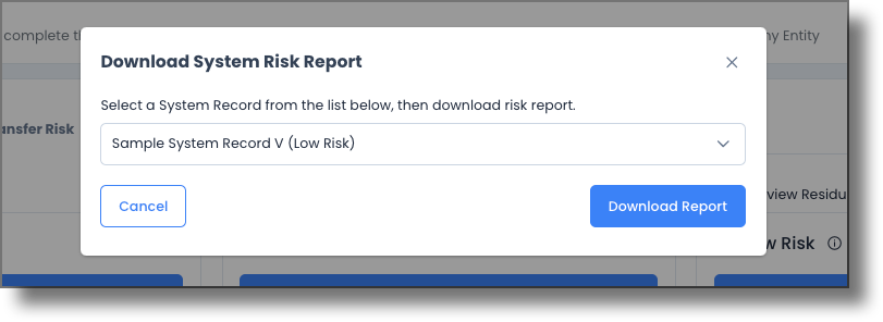 Download Report dialog
