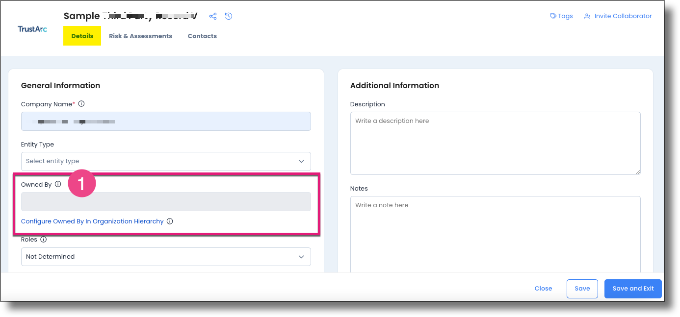 Details tab of the company affiliate record