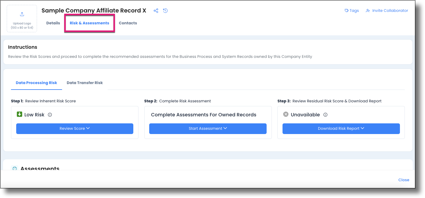 Evaluating the Inherent Risk of a Data Inventory record from the Data ...