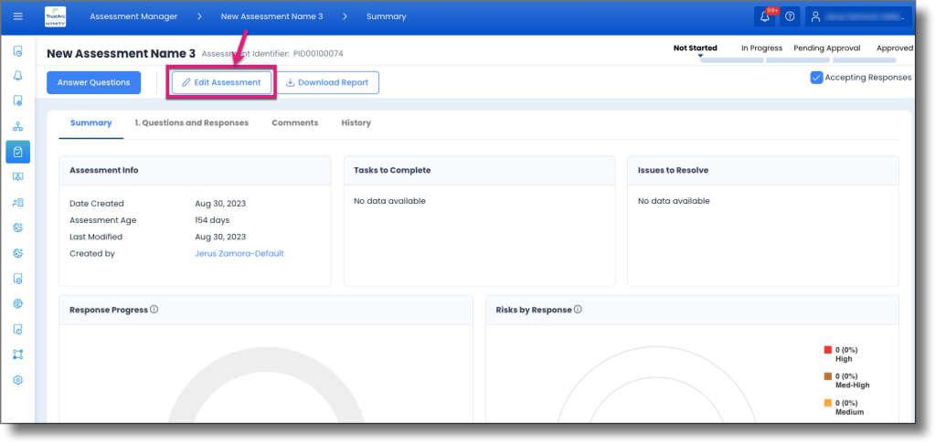 Assessment Summary page showing the Edit Assessment button