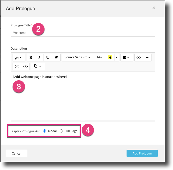 Adding Prologue and Epilogue – TrustArc Help Center