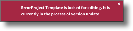 Error message shown when attempting to update a template that already has an active revision