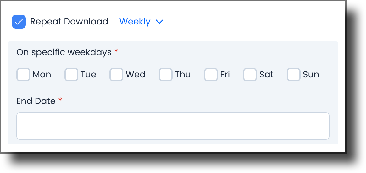 Weekly repeat download option