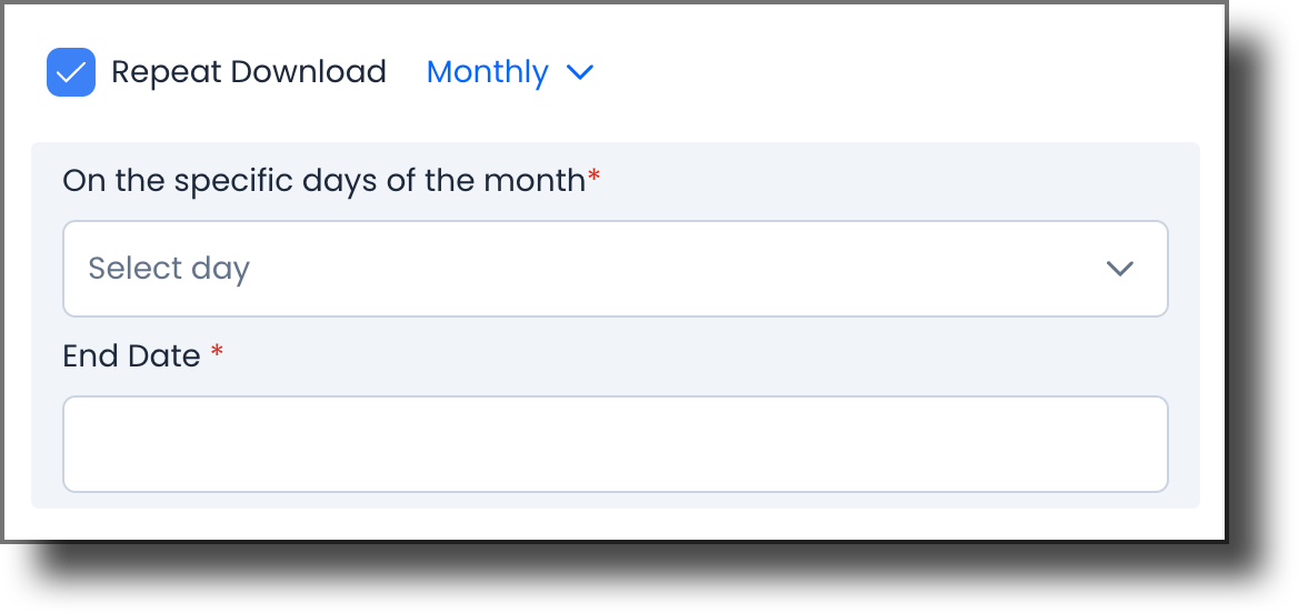 Monthly repeat download option