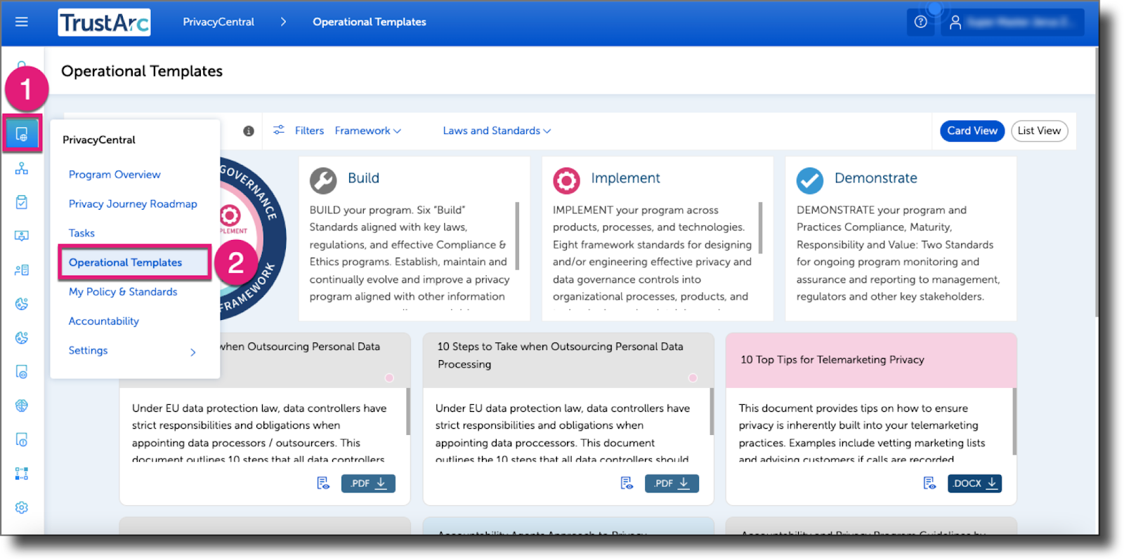 Operational Templates – TrustArc Help Center