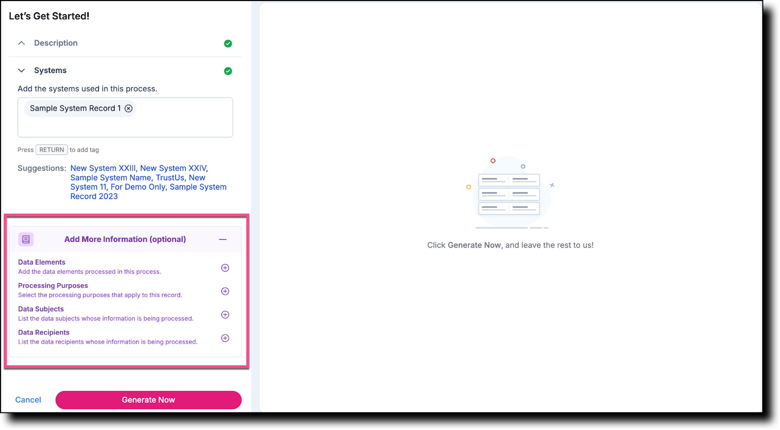 Creating a Business Process Record using AI – TrustArc Help Center