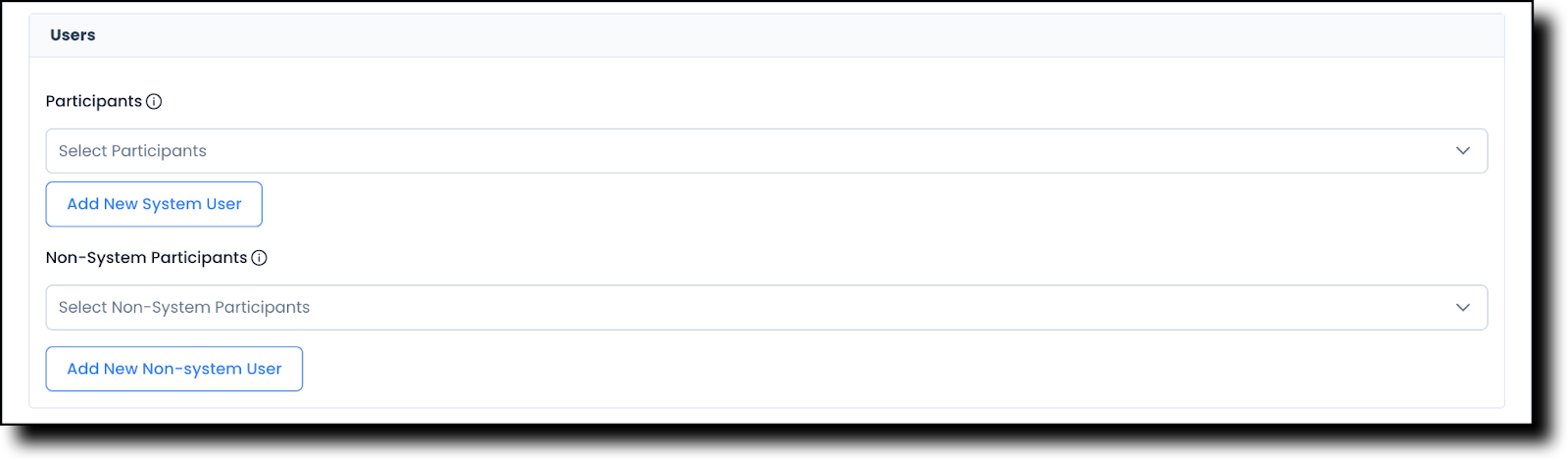 New Assessment page — Users section
