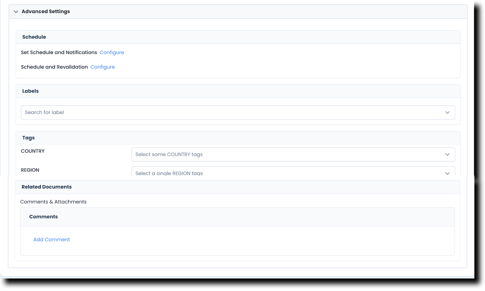 New Assessment page — Advanced Settings section