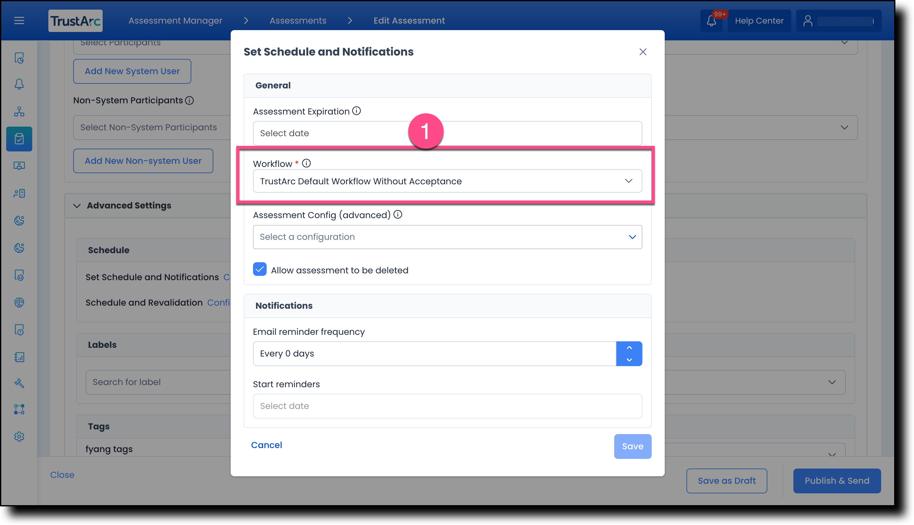Advanced Settings showing the Workflow field
