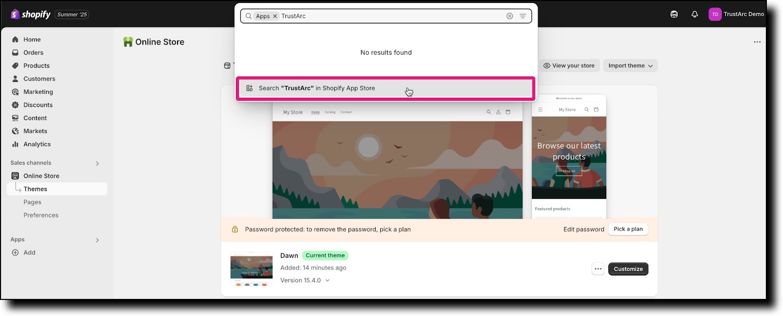 Search TrustArc in Shopify App Store