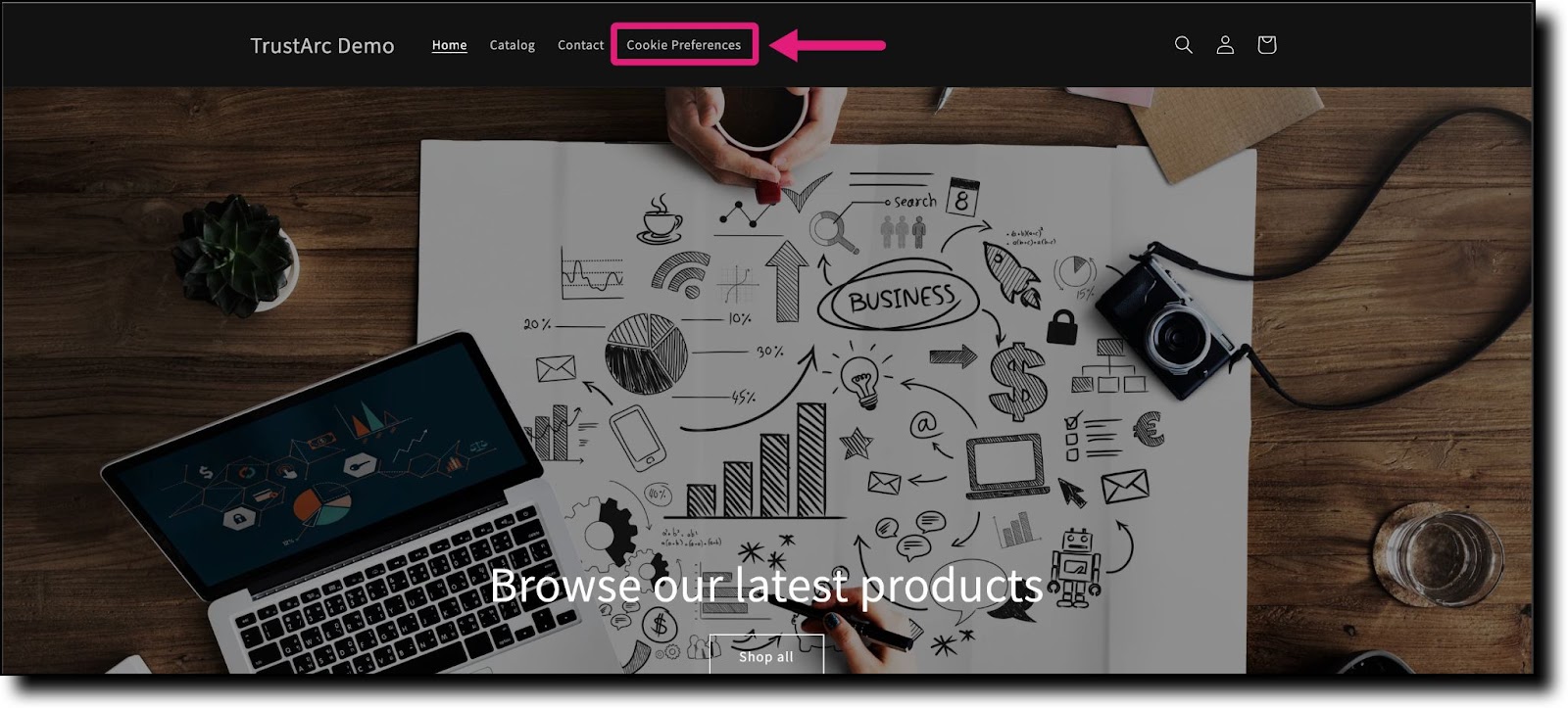Cookie Preferences link in navigation save confirmation