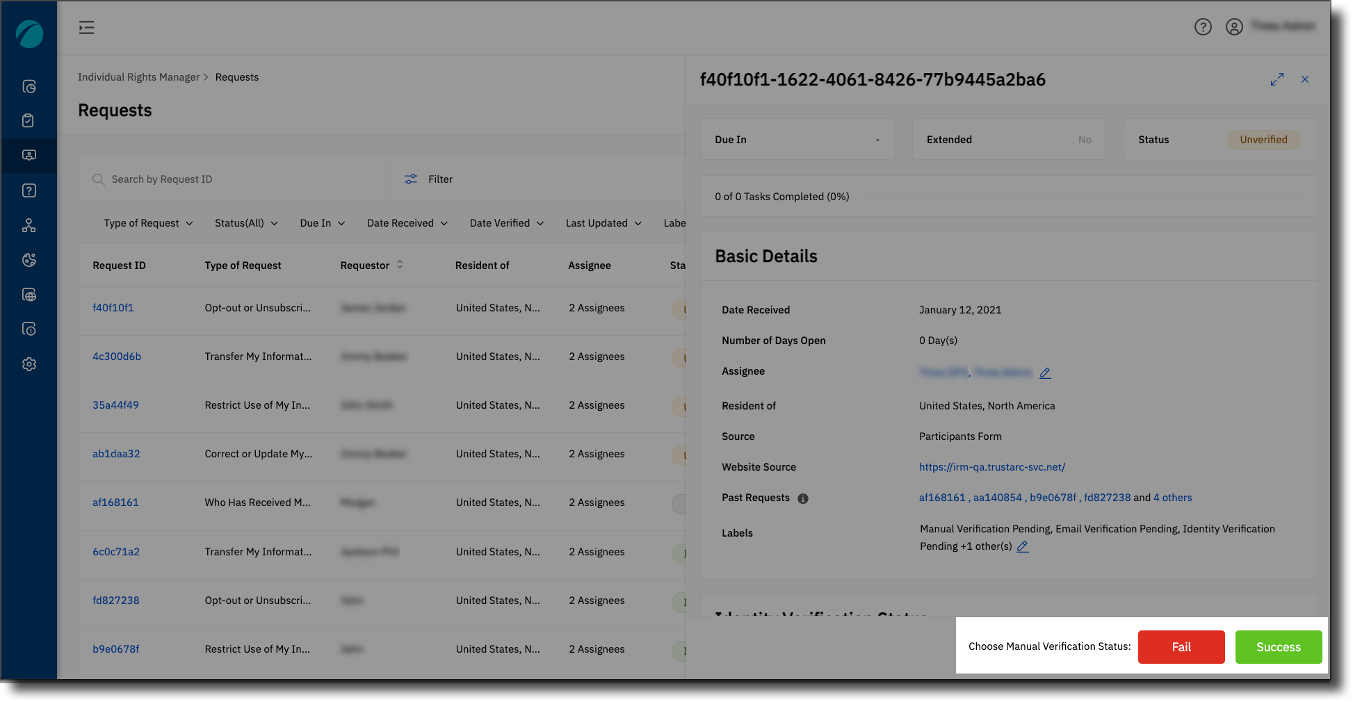 Verifying Requests Manually TrustArc