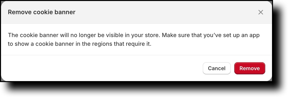 Remove cookie banner confirmation dialog