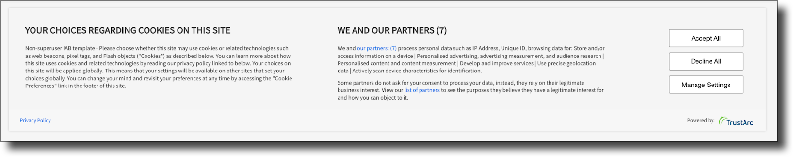 Previous IAB banner aligning with WCAG 2.2 standard