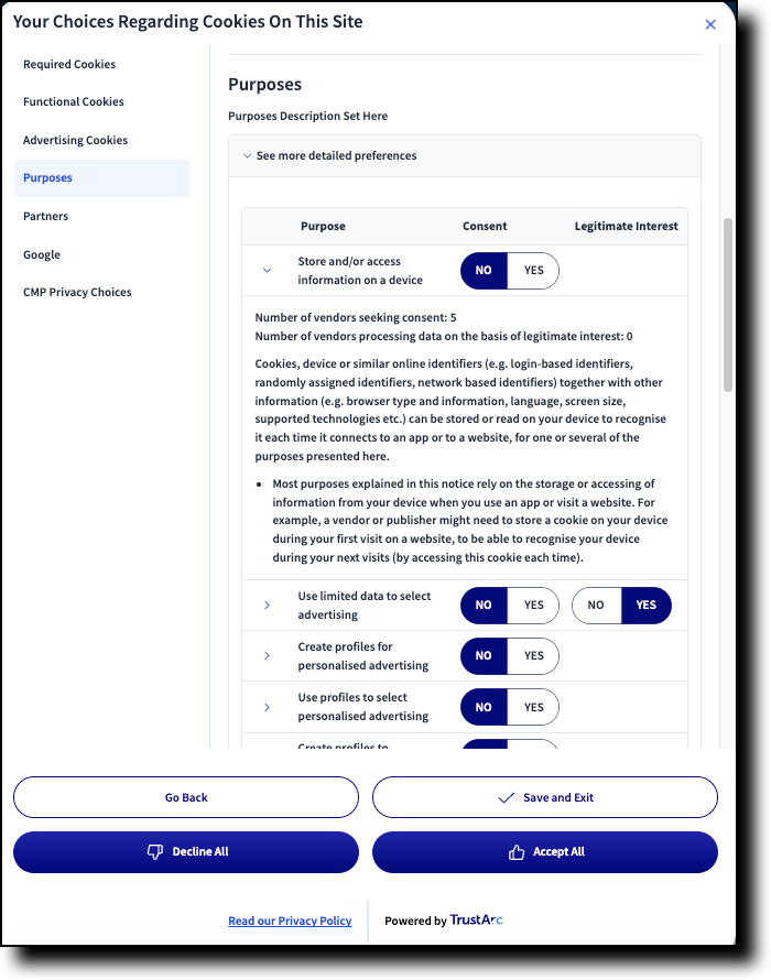 Example Layer 2 of the CMP UI