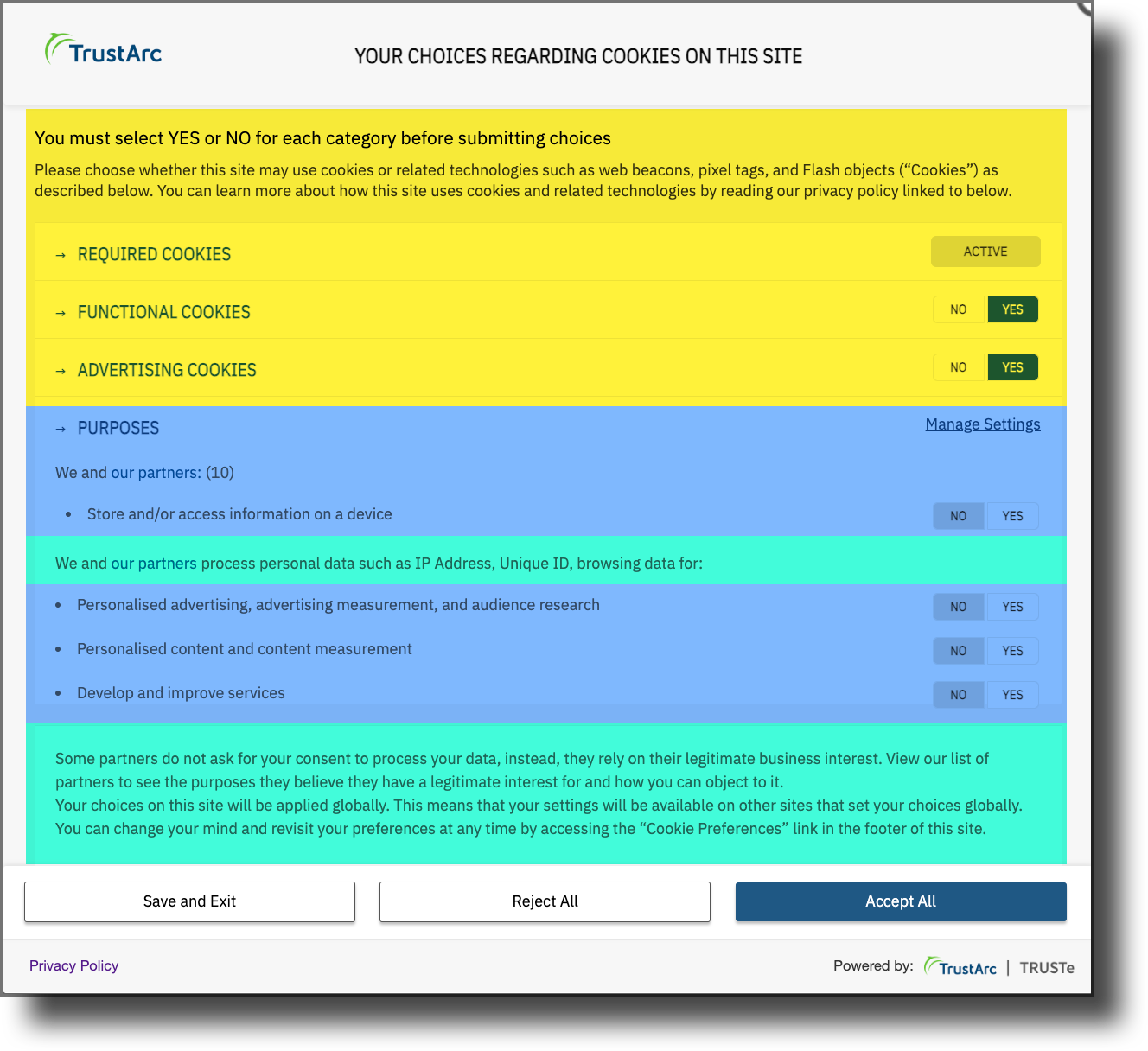 Previous IAB Expressed design aligning with WCAG 2.2 standard