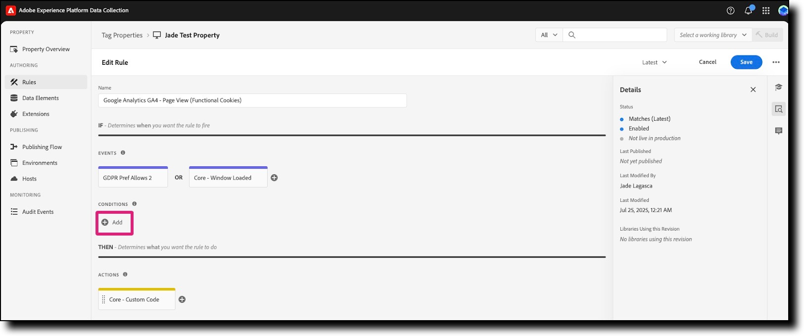 Add icon under Conditions