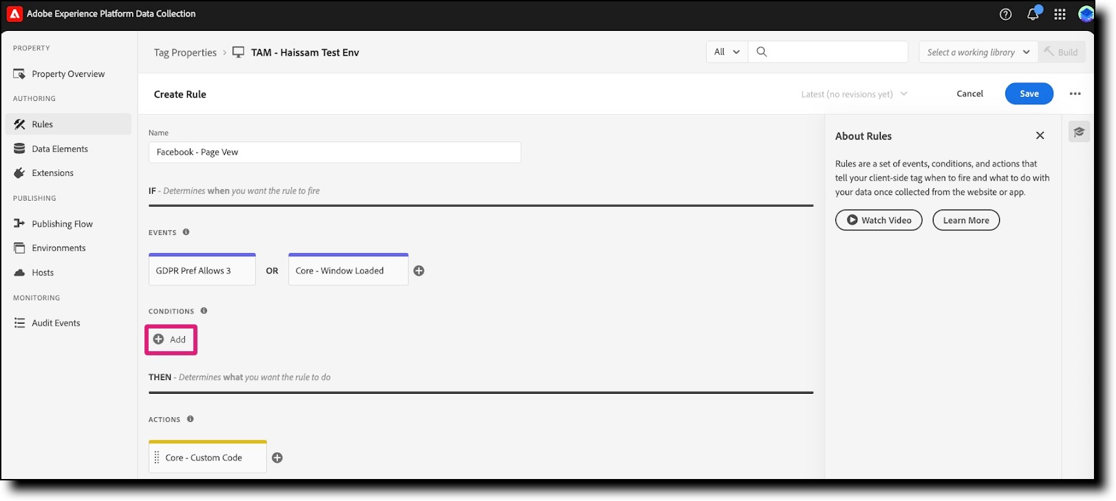 Add icon under Conditions for advertising rule