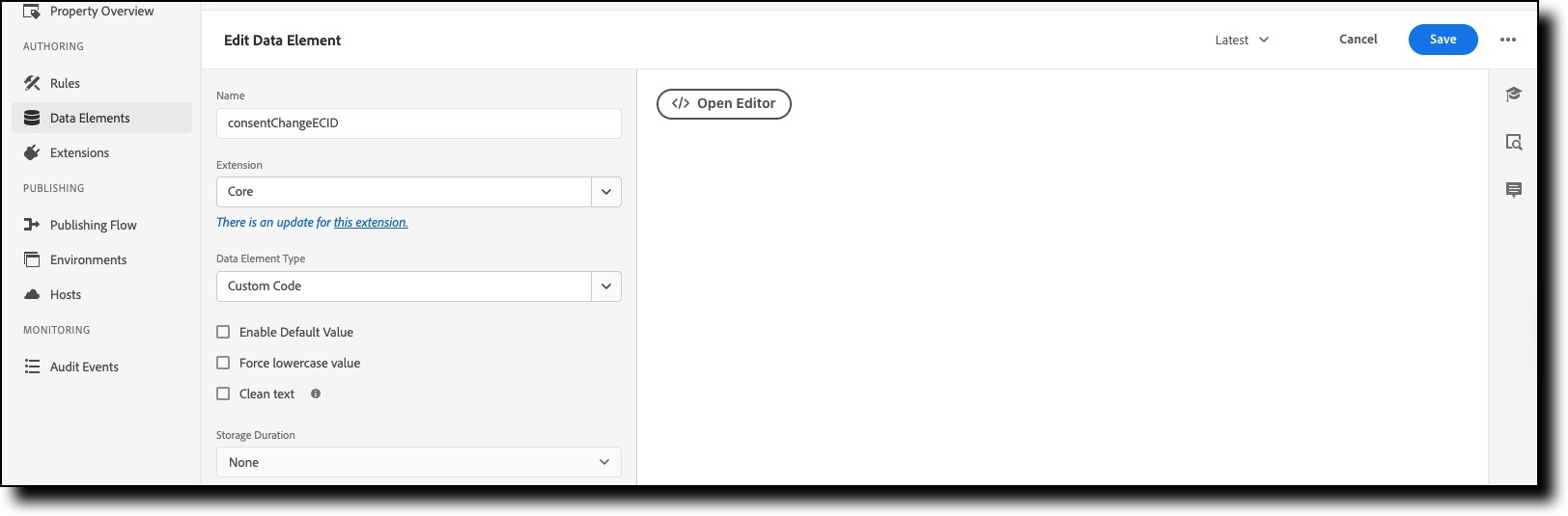 consentChangeECID data element fields